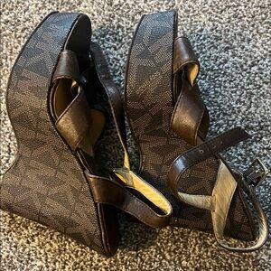 Michael Kors Dark Brown Wedge Sandals